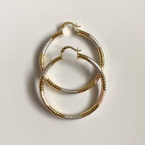 Gold Plated Engraved Design Hoop Earrings